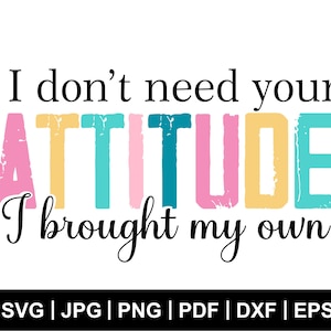 Ik heb je houding niet nodig, ik heb mijn eigen Svg, grappige png, sublimatie, sarcastische Svg, trendy png, cadeau voor haar, snijbestand voor Cricut, Svg meegebracht