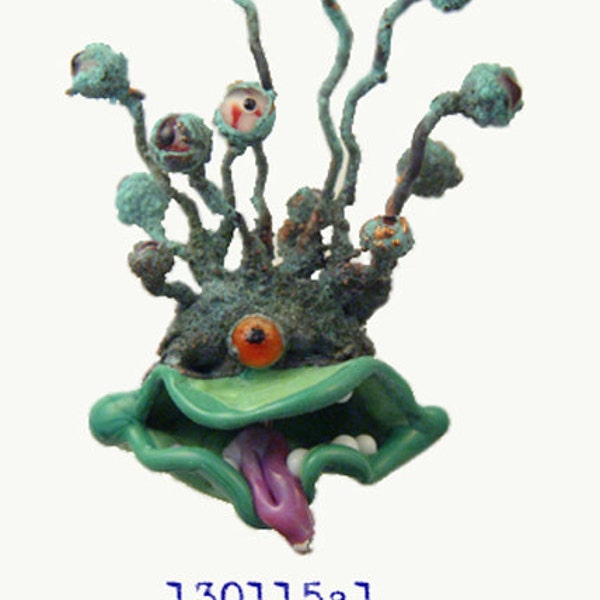 Blind Spot - Venetian Glass and Copper Multi-Eyed Monster (Verdigris Finish)