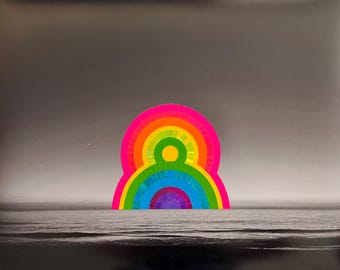 portal above the sea - 16x20 photographic print embellished with rainbow tape portal