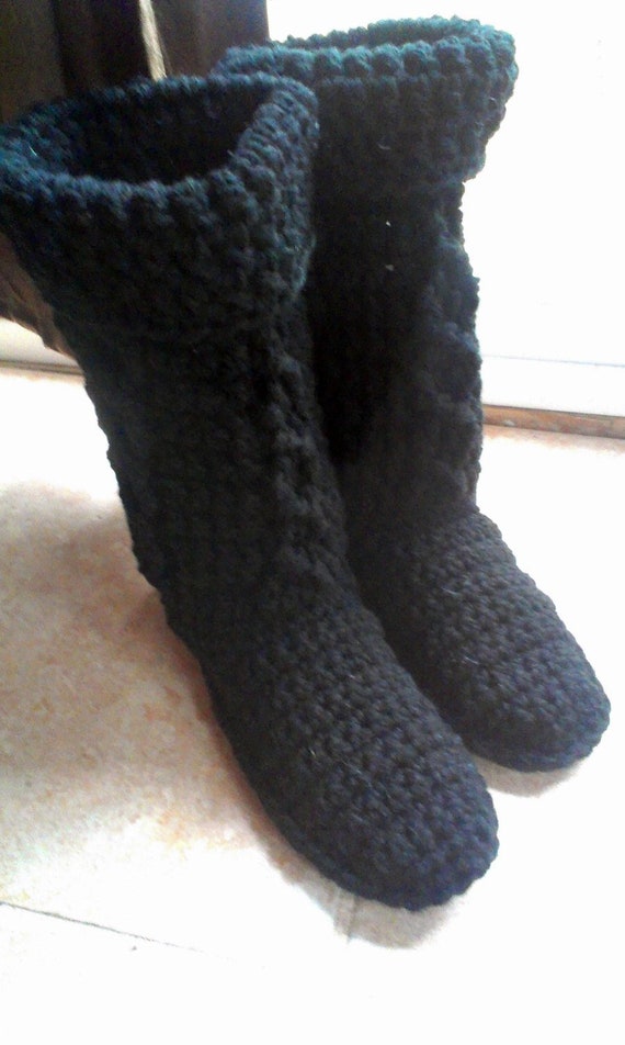 black slipper boots womens