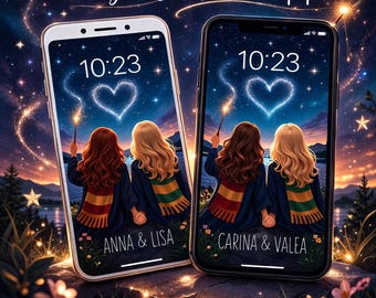 Custom Best Friend Wallpaper | Personalized BFF Phone Wallpaper | Matching Beast Lock Screen | Cute Friendship Gift | Instant Download