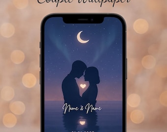 Couple Wallpapers | Romantic Phone Background | Couple Silhouette Night Sky | Aesthetic iPhone Wallpaper | Personalized |  Couple Lock Screen
