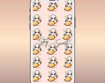 Kawaii Banana Pattern Phone Wallpaper | Cute Pastel Banana Aesthetic | Cartoon Banana Lock Screen | iPhone and Android | Digital Download