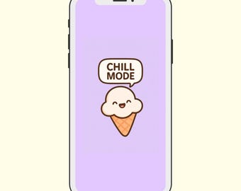 Kawaii Chill Fashion Phone Wallpaper | Cute Self Care Daily Reminder | Pastel Aesthetic Lock Screen for iPhone & Android | Digital Download