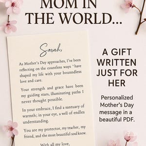 Carta personalizada para mamá | Regalo del Día de la Madre con Nombre | Mensaje conmovedor en PDF