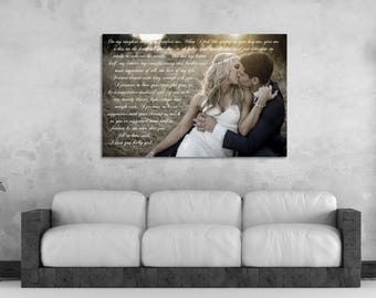 First Anniversary Gift, Wedding Vows Framed, Custom Wall Art Canvas Design, 24"x36"