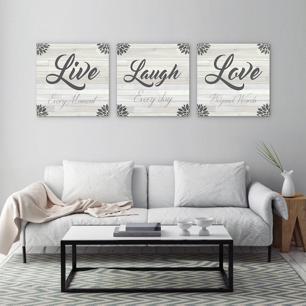 Live Laugh Love Sign, Home Decor Wall Art, Love Quote Sign, Rustic Home Decor, Love Art