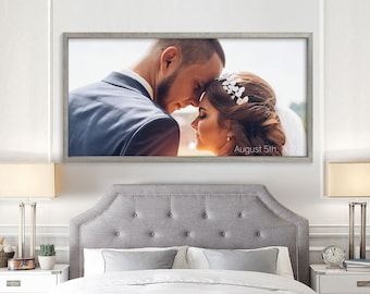 Custom Wood Framed Photo Print, Personalized Wedding Anniversary Gift