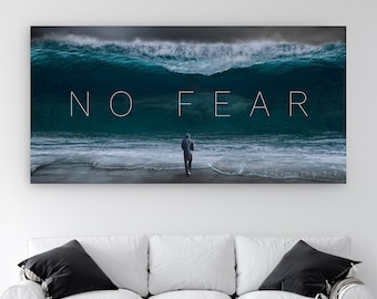 No Fear Motivational Canvas Art, Office Decor