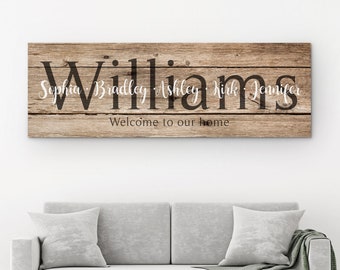 Personalized Family Name Wood Texture Canvas Sign