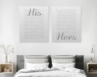 Framed Wedding Vows, His And Hers Vows Canvas, Wedding Vow Keepsake, Personalized Canvas, Custom Print, Mr And Mrs Print