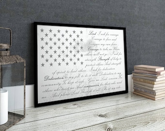 Police Officer Gift, Police Sign, Police Flag, American Flag, Prayer Canvas, Back The Blue, Rustic Flag