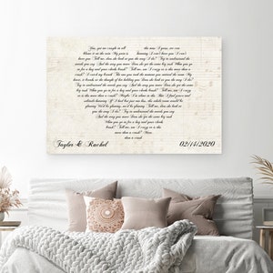 First Dance Song, Wedding Song On Canvas, Heart Lyrics, First Anniversary Gift