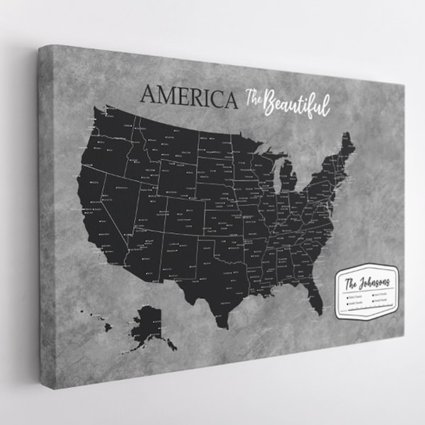 Push Pin Travel Map America The Beautiful Map, US Push Pin Travel Map, USA Personalized Large America The Beautiful