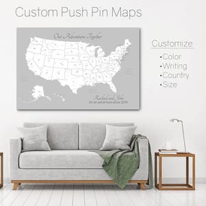 Personalized USA Push Pin Travel Map: Wanderlust Canvas Pin Board