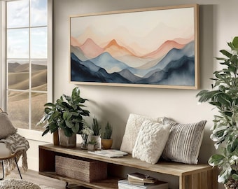 Mountain Print Landscape Canvas: A Modern Mountain Abstract Painting Decor