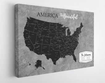 Push Pin Travel Map America The Beautiful Map, US Push Pin Travel Map, USA Personalized Large America The Beautiful