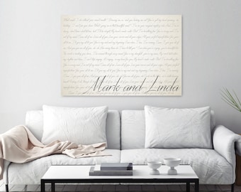Personalized Song Lyrics on Ivory Canvas, 14th Anniversary Gift