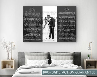 Personalized His & Hers Vows Canvas Print: Wedding Photo Keepsake