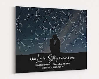 Our Love Story Began Here: Valentine’s Day Gift for Couples, Custom Night Sky Art