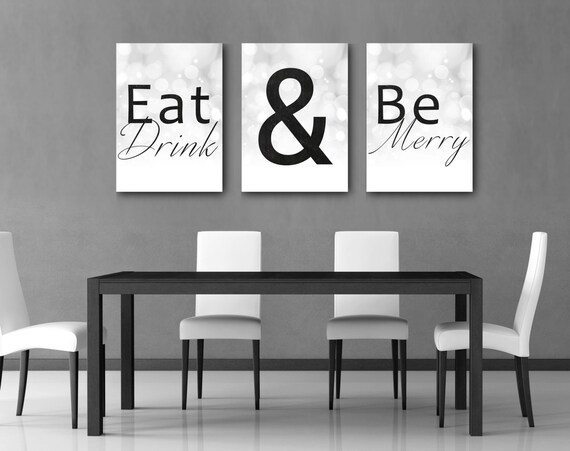 Kitchen Decor Eat Drink And Be Merry Home Decor Wall Art Etsy