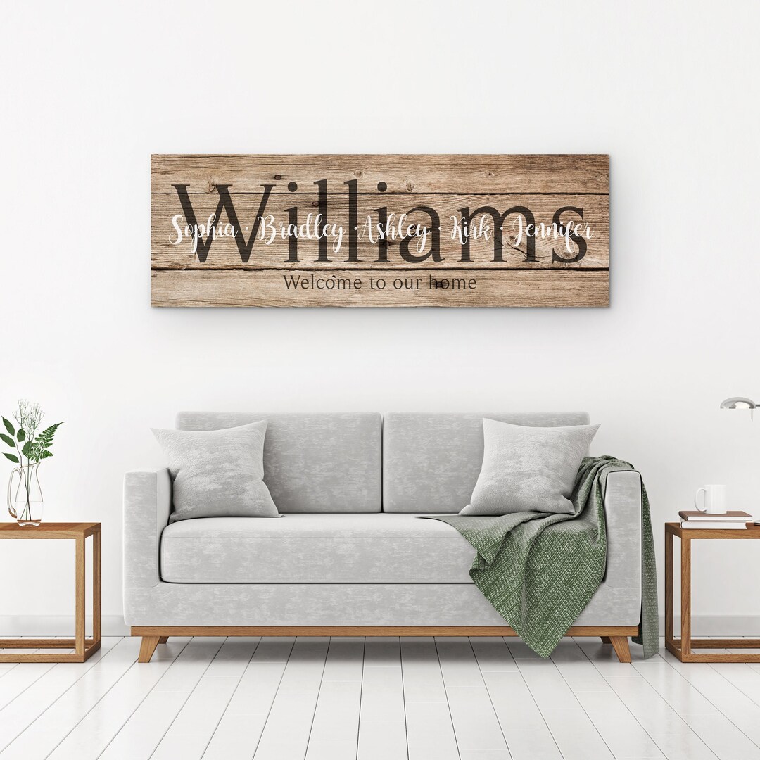 Personalized Family Name Wood Texture Canvas Sign - Etsy