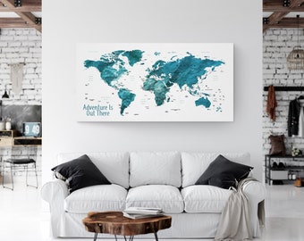 Personalized Push Pin World Map: Custom Canvas Travel Tracker