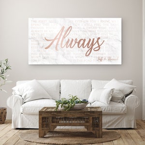 7th Anniversary Copper Canvas Art: First Dance Song Lyrics Gift