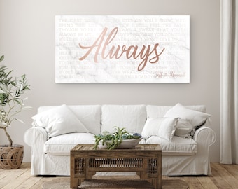 7th Anniversary Copper Canvas Art: First Dance Song Lyrics Gift