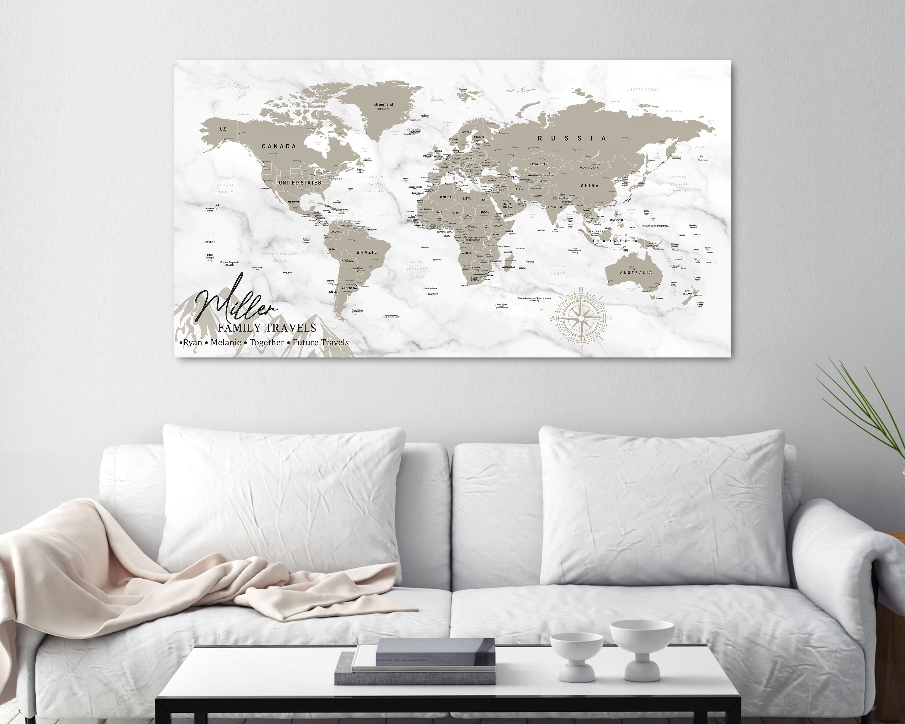 Personalized Push Pin World Map Canvas: Rustic Travel Tracker - Etsy