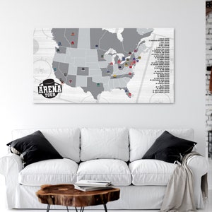 NHL Stadiums Map Hockey Christmas Gift For Him Hockey Stadiums Map Art  Print Man Cave Wall Art Hockey Poster Gift For Her