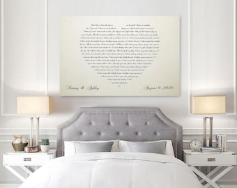 Ivory Heart Words Canvas: 14 Anniversary Gift, Custom Word Art