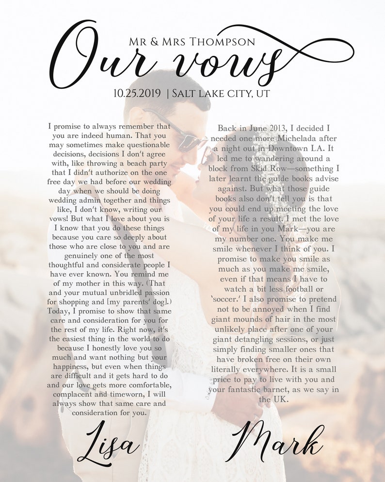 Wedding Vow Art His and Hers Wall Art Wedding Vows Framed Etsy