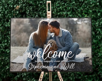 Personalized Wedding Welcome Sign with Photo on Canvas