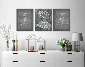 Personalized 3 Panel Wedding Vows Canvas with Names, Ivy and Photo