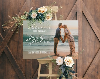Personalized Photo Wedding Welcome Sign: Custom Canvas Print