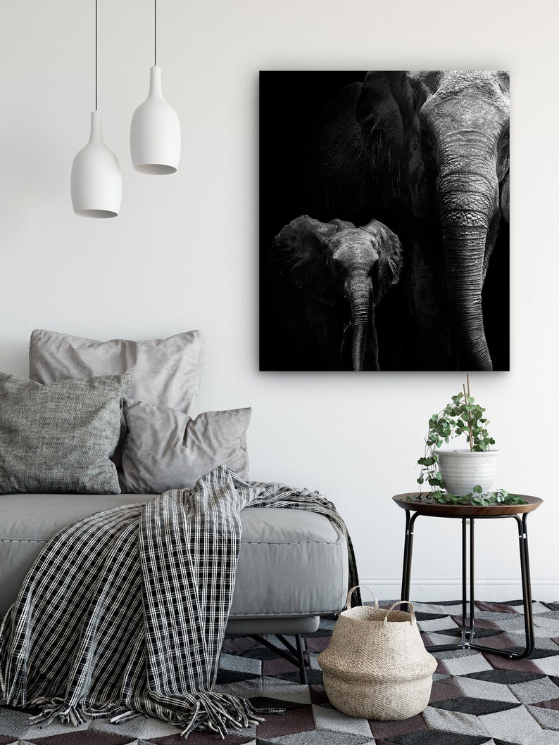 Elephant Art, Elephant Wall Art, Canvas Print, Picture of Elephants image 4