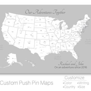 Push Pin Travel Map, United States Map, Pin Board, Personalized USA Map, US Pin Board, Travel Gift, Wanderlust Canvas image 2