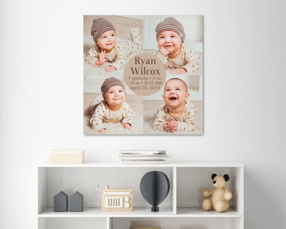 Newborn Baby Canvas Baby Collage Nursery Wall Art Baby Etsy