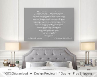 Heart Shaped Song Lyrics on Canvas, Anniversary Gift