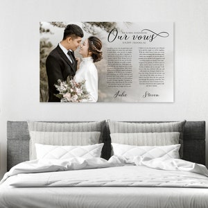 Wedding Vow Art • Wedding Vows Canvas • Anniversary Gift For Her Or For Him • Personalized Custom Gift