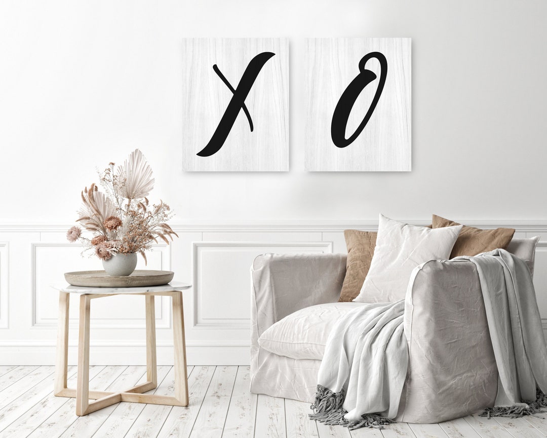 XO Print Set, X and O Wall Art, Set of 2 Canvases, X and O Print, Hugs