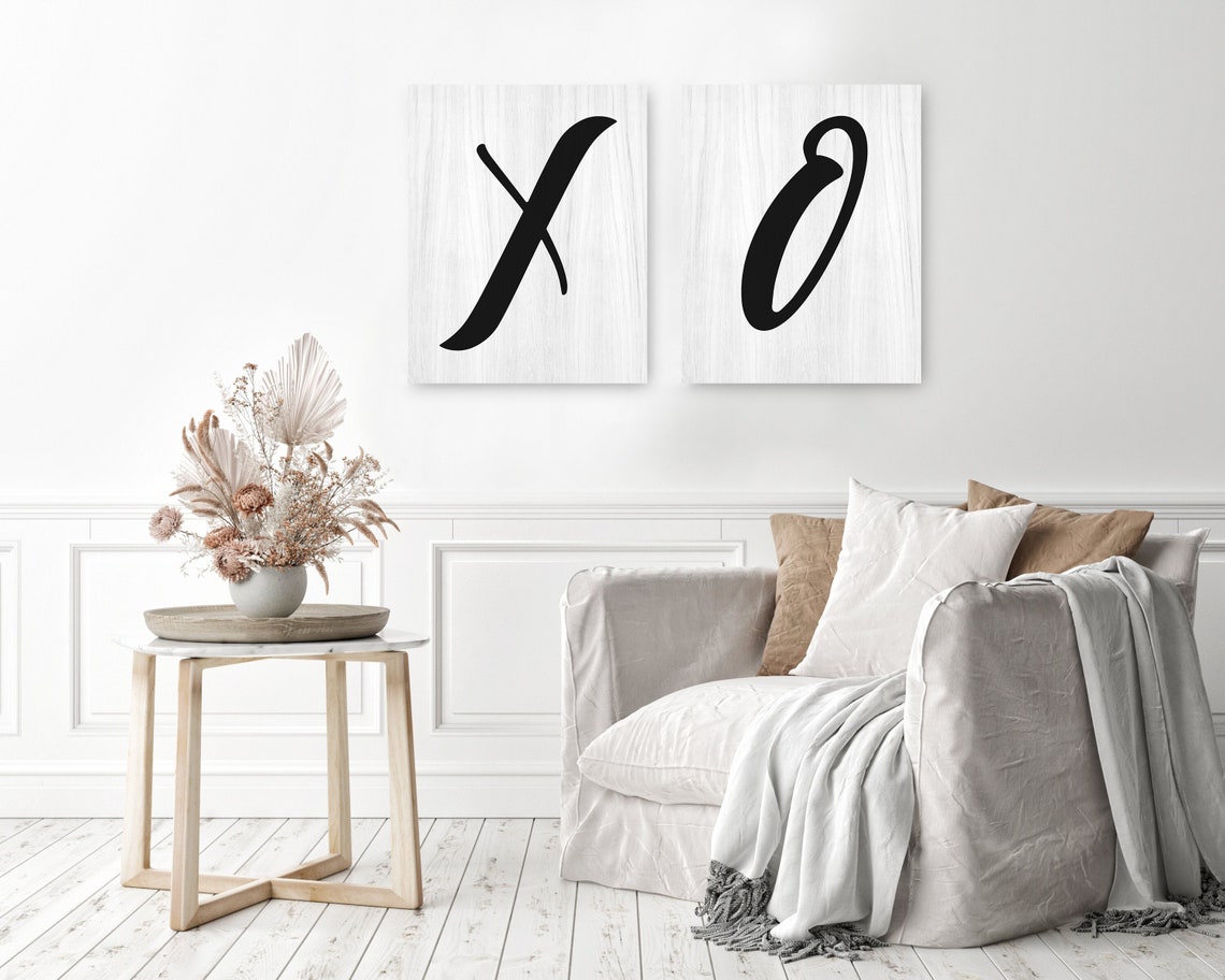 XO Print Set X and O Wall Art Set of 2 Canvases X and O Etsy