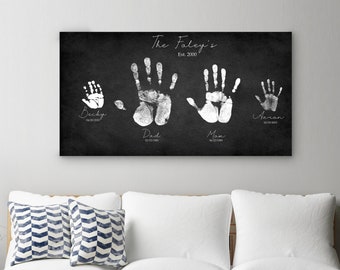 Custom Family Handprint Wall Art, Family Canvas Print Art