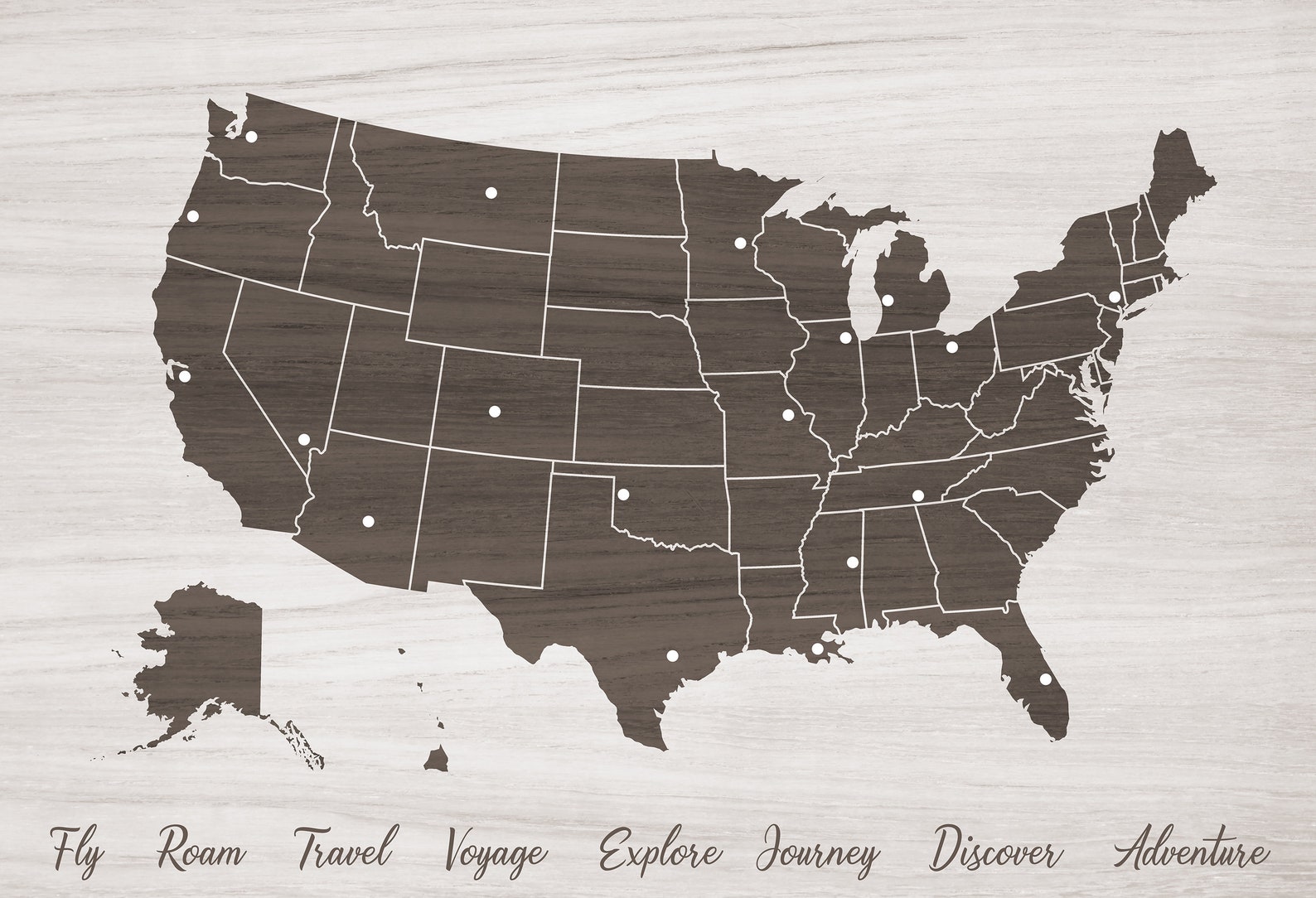 Push Pin Map United States Travel Map US Travel Log Mark Etsy