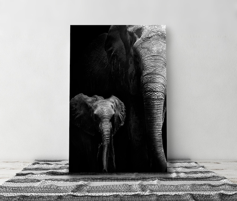 Elephant Art, Elephant Wall Art, Canvas Print, Picture of Elephants Elephant 2