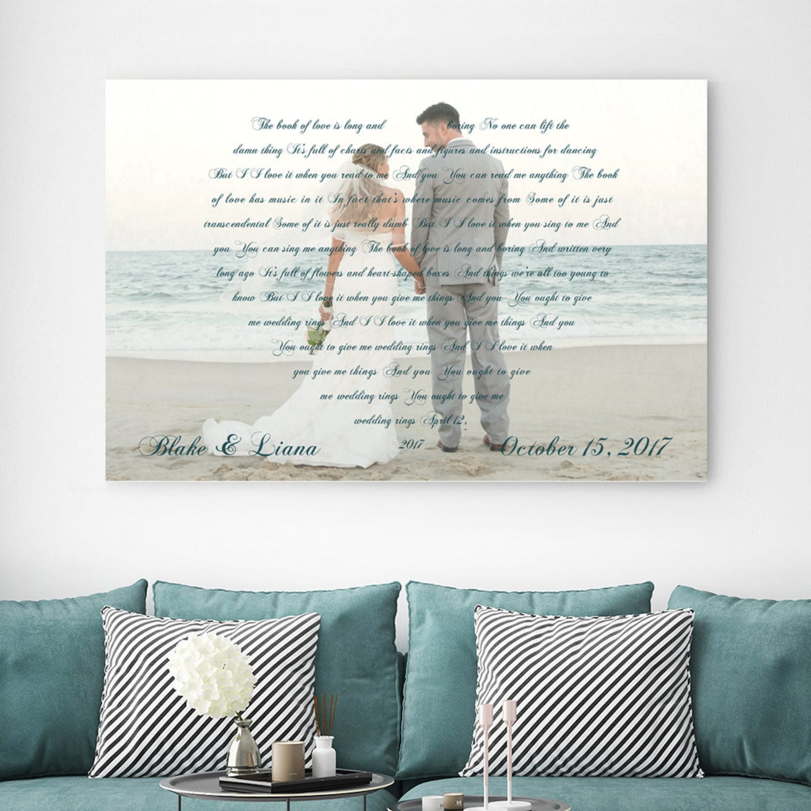 Wedding Vow Keepsake Wedding Vows Framed on Canvas Vows on Etsy