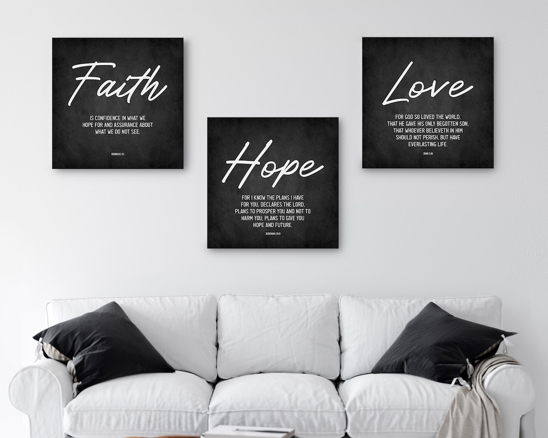 Faith Hope Love Print Set: Christian Canvas Wall Art - Etsy