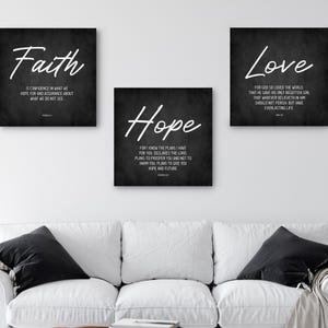 Faith Hope Love Sign, Faith Hope Love Print On Canvas, Christian Wall Art