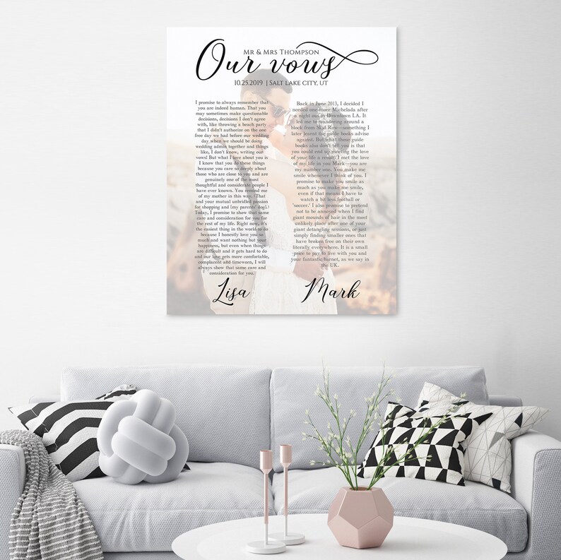 Wedding Vow Art His and Hers Wall Art Wedding Vows Framed Etsy